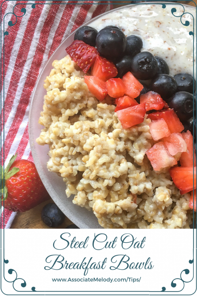 Steel cut oat bowls with berries and yogurt