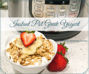 Instant pot greek yogurt with granola, strawberries and bananas