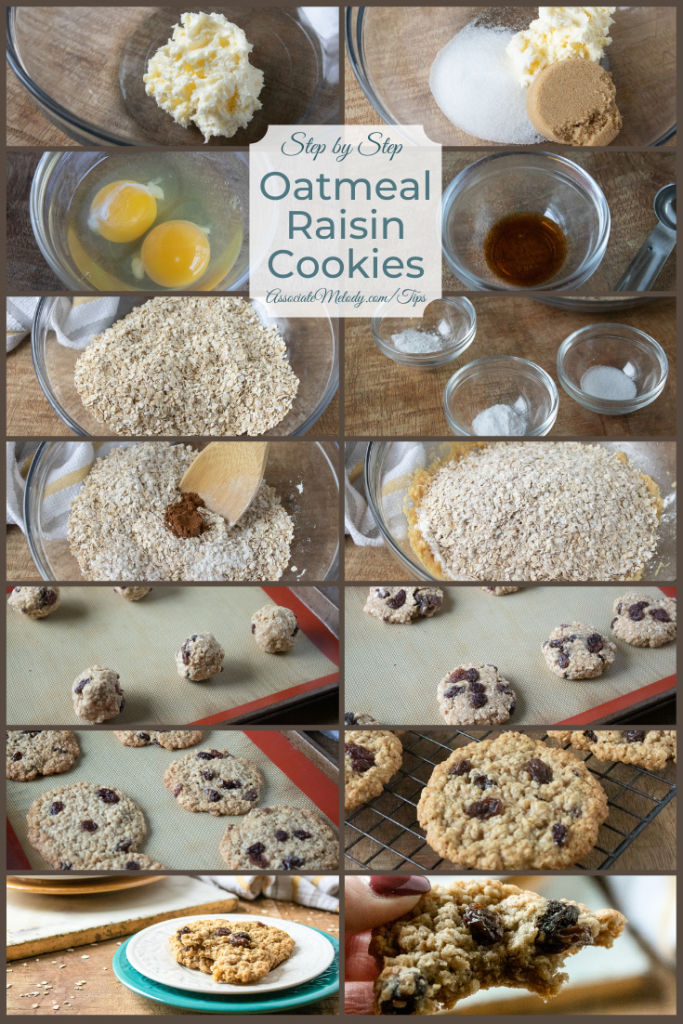 The steps to make old fashioned oatmeal raisin cookies