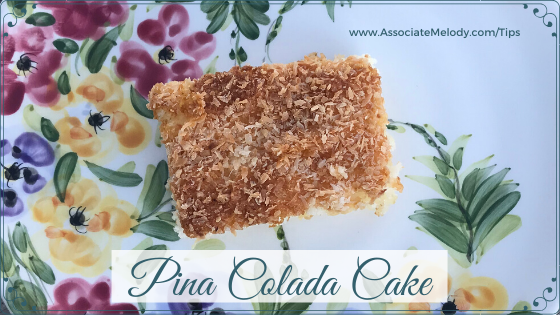 pina colada cake with coconut topping