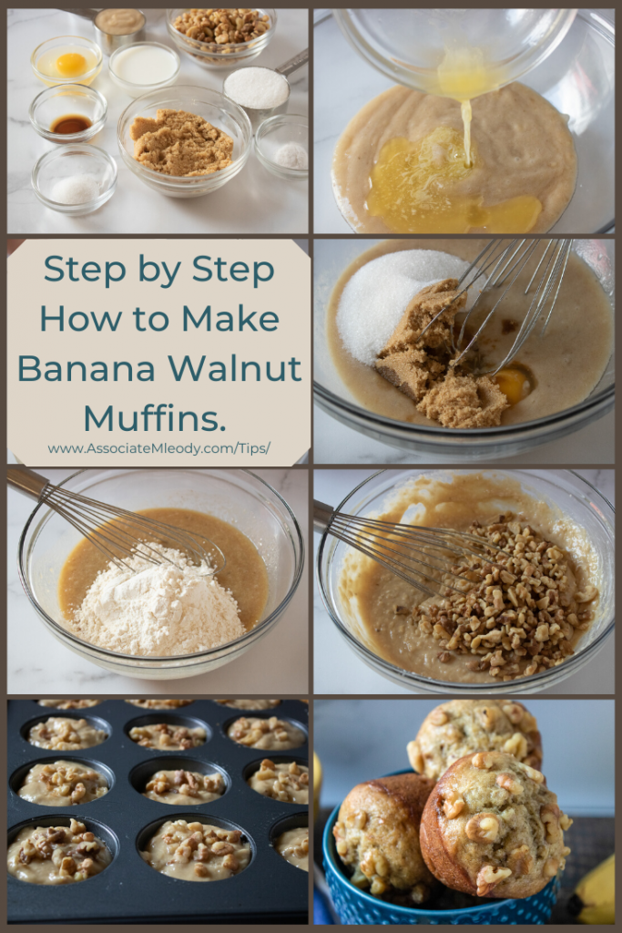 steps to make banana walnut muffins