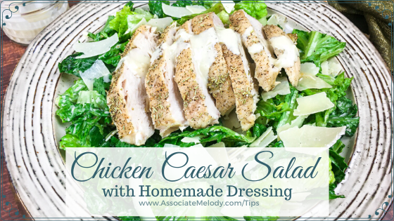 easy caesar salad with homemade dressing and chicken