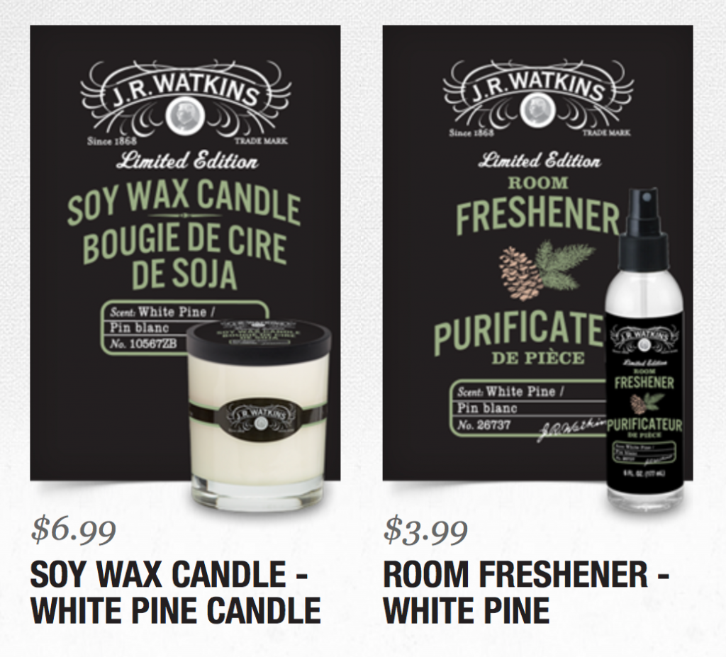 Watkins white pine candle and room spray