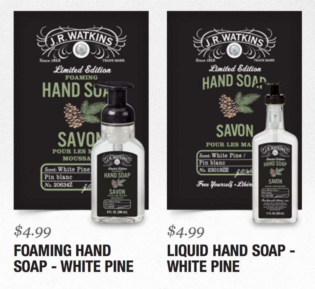 Watkins white pine liquid handsoap